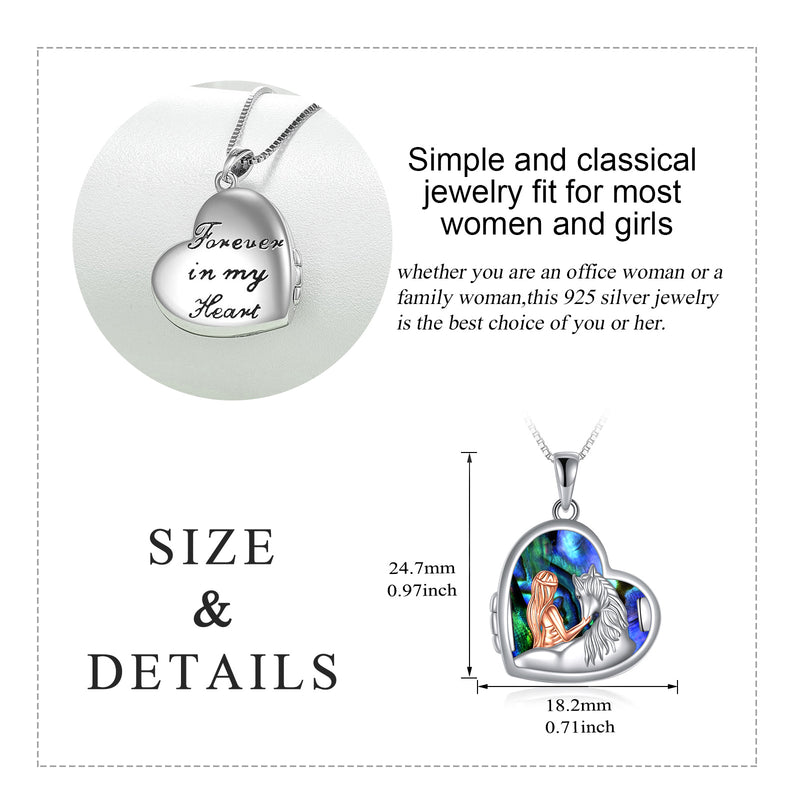 Horse and Girl Sterling Silver Photo Locket Necklace