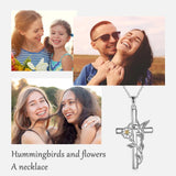 Hummingbird Cross Necklace Gifts for Women Sterling Silver