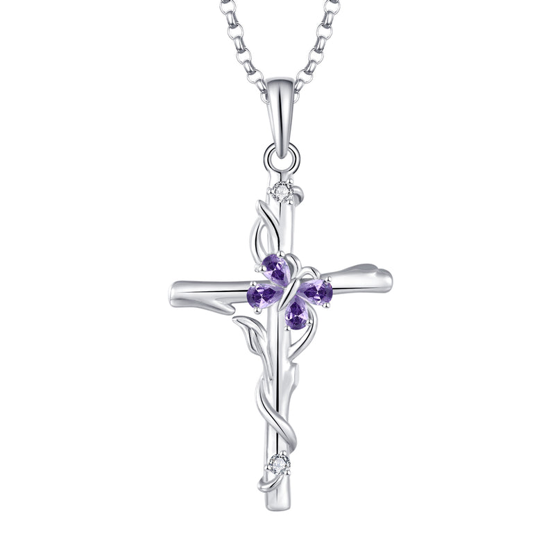 Women's Cross Necklace - Sterling Silver Beauty with Zircon Accents