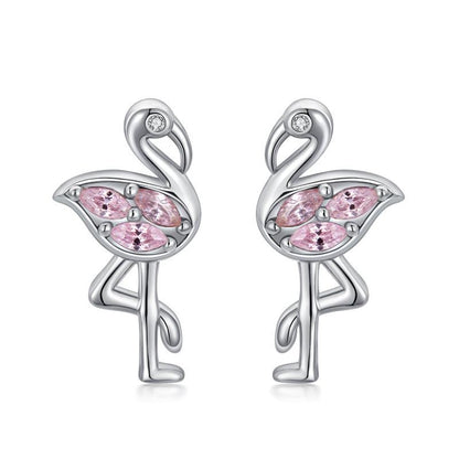 Pink Flamingo CZ Stud Earrings