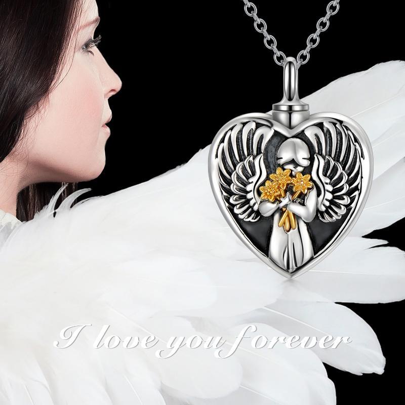 Angel Cremation Mother Daughter Urn Necklace for Ashes