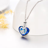 I Love You Forever Crystal Heart Urn Necklace for Ashes