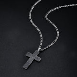 Oxidized Cross Pendant with Stainless Steel Figaro Chain