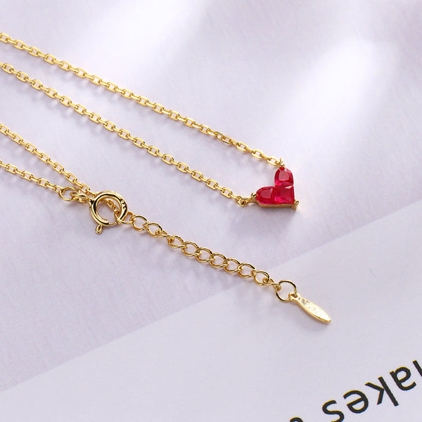 Women's Gold Plated Sterling Silver Splicing Heart Necklace