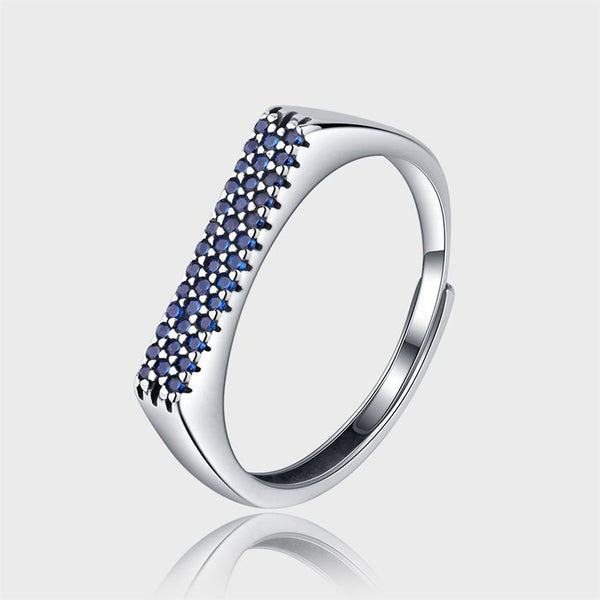 S925 Sterling Silver Pave Set Ring for Women's With Tanzanite Color Crystals
