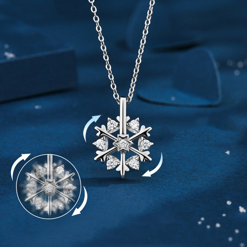 Rotatable Snowflake Necklace - Sterling Silver S925