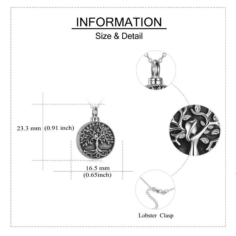 Sterling Silver Tree of Life Urn Necklace for Ashes Cremation Jewelry