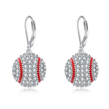 Sterling Silver Baseball Earrings Leverback Dangle Drop Earrings Sports Jewelry