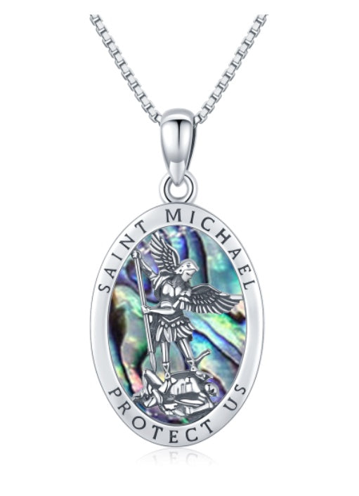 Saint Michael Pendant with Abalone Shell