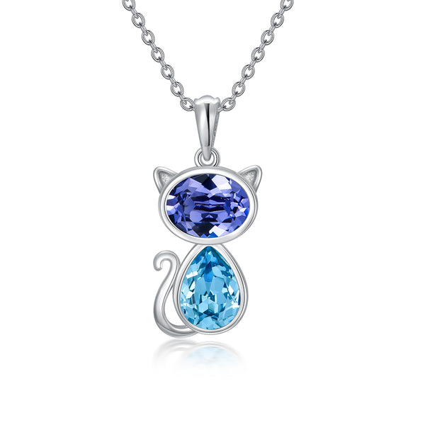 Cat Necklace with Austrian Crystal