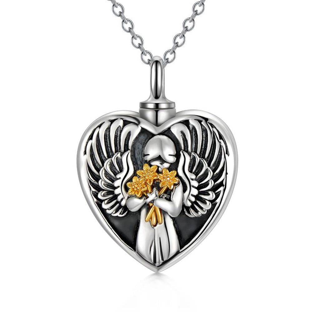 Angel Cremation Mother Daughter Urn Necklace for Ashes