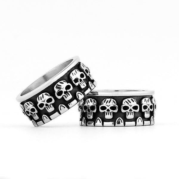 Punk Skull Head Titanium Steel Ring For Men
