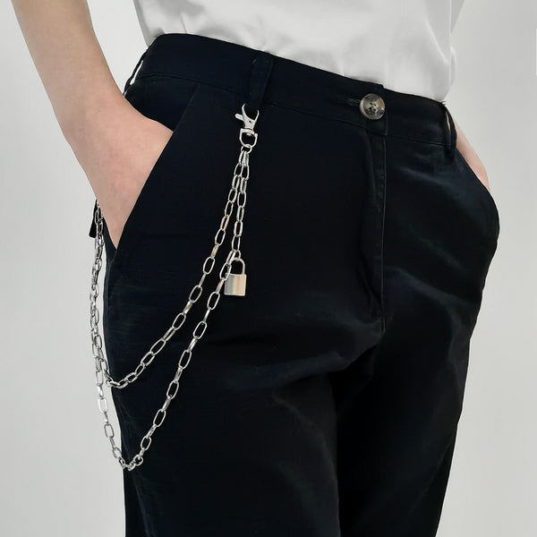 Bold Silver Metal Lockhead Chain: Your Ultimate Hip Hop Style Statement for Jeans