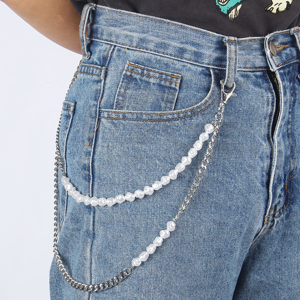 Elevate Your Style with Double Pearl Jeans Decorative Chain