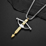 Titanium Steel Hercules Diamond Bow & Arrow Necklace