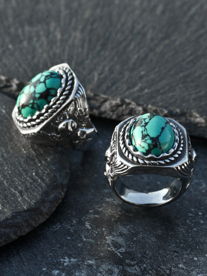 Vintage Turquoise Owl Ring for Men - Symbol of Wisdom & Style