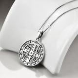 Medals St Benedict Necklace for Women Sterling Silver