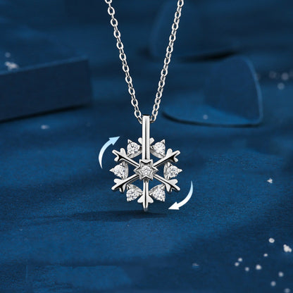 Rotatable Snowflake Necklace - Sterling Silver S925