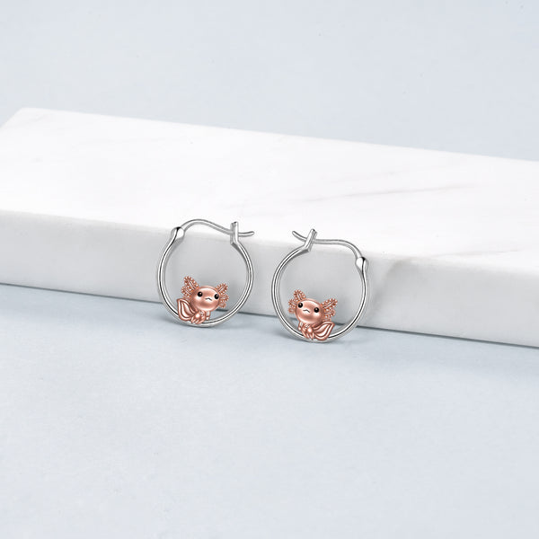 Axolotl Hoop Earrings for Women 925 Sterling Silver Axolotl Jewelry
