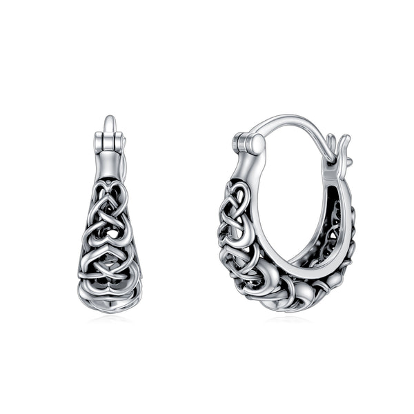 Celtic Knot Vintage Hoop Earrings - 925 Sterling Silver 