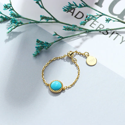 Simple And Versatile Faux Turquoise Soft Chain Ring